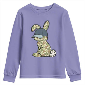 Camouflage Bunny Youth Sweatshirt Funny Hunter Easter Gift TS12 Violet Print Your Wear