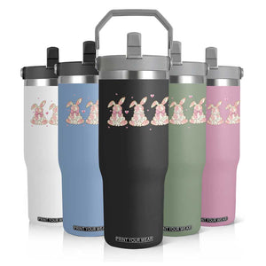 Floral Bunny Easter Flip Straw Tumbler Shabby Chic Rose Pattern TS12 Print Your Wear