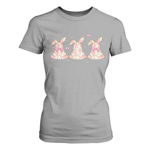 Floral Bunny Easter T Shirt For Women Shabby Chic Rose Pattern TS12 Sport Gray Print Your Wear