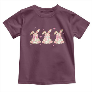Floral Bunny Easter Toddler T Shirt Shabby Chic Rose Pattern TS12 Maroon Print Your Wear