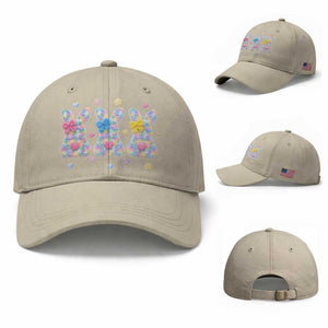 Faux Yarn Easter Bunny Effect Printed Baseball Cap Coquette Aesthetic Gift TS12 Baseball Cap Universal Fit Beige Print Your Wear