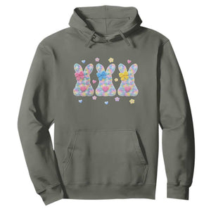Faux Yarn Easter Bunny Effect Printed Hoodie Coquette Aesthetic Gift TS12 Military Green Print Your Wear