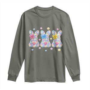 Faux Yarn Easter Bunny Effect Printed Long Sleeve Shirt Coquette Aesthetic Gift TS12 Military Green Print Your Wear