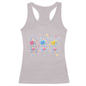 Faux Yarn Easter Bunny Effect Printed Racerback Tank Top Coquette Aesthetic Gift TS12 Ice Gray Print Your Wear