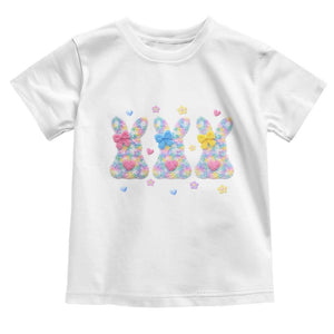 Faux Yarn Easter Bunny Effect Printed Toddler T Shirt Coquette Aesthetic Gift TS12 White Print Your Wear
