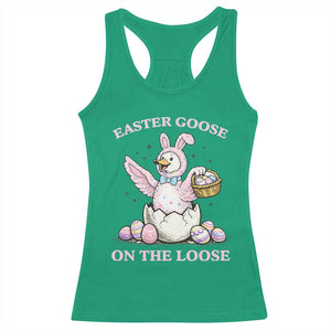 Easter Goose On The Loose Racerback Tank Top Funny Easter Egg Hunt Gift TS12 Irish Green Print Your Wear