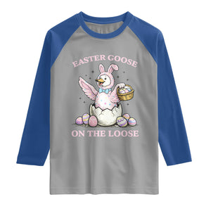 Easter Goose On The Loose Raglan Shirt Funny Easter Egg Hunt Gift TS12 Sport Gray Royal Print Your Wear