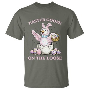 Easter Goose On The Loose T Shirt Funny Easter Egg Hunt Gift TS12 Military Green Print Your Wear
