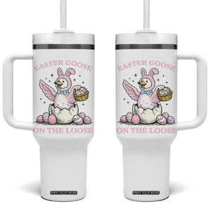 Easter Goose On The Loose Tumbler With Handle Funny Easter Egg Hunt Gift TS12 One Size: 40 oz White Print Your Wear