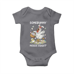 Funny Easter Chicken Bunny Ears Baby Onesie Somebunny Needs Eggs TS12 Charcoal Print Your Wear