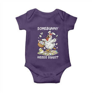 Funny Easter Chicken Bunny Ears Baby Onesie Somebunny Needs Eggs TS12 Purple Print Your Wear