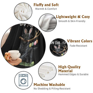 Funny Easter Hunting Dog Throw Blanket Labrador Bunny Ears On The Hunt TS12 Print Your Wear