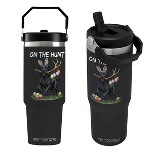 Funny Easter Hunting Dog Flip Straw Tumbler Labrador Bunny Ears On The Hunt TS12 One Size: 30 oz Black Print Your Wear