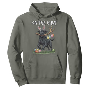 Funny Easter Hunting Dog Hoodie Labrador Bunny Ears On The Hunt TS12 Military Green Print Your Wear