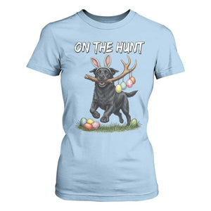 Funny Easter Hunting Dog T Shirt For Women Labrador Bunny Ears On The Hunt TS12 Light Blue Print Your Wear