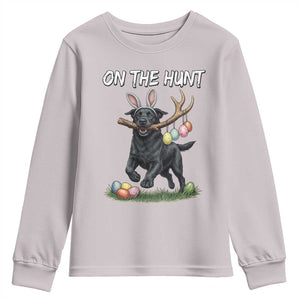 Funny Easter Hunting Dog Youth Sweatshirt Labrador Bunny Ears On The Hunt TS12 Ice Gray Print Your Wear