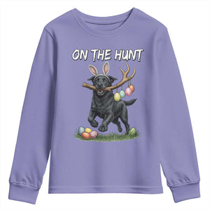 Funny Easter Hunting Dog Youth Sweatshirt Labrador Bunny Ears On The Hunt TS12 Violet Print Your Wear