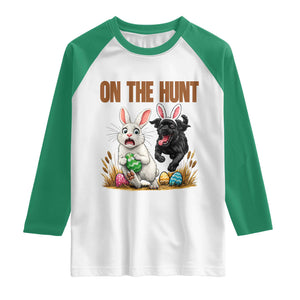 Funny Easter Labrador Bunny Ears Raglan Shirt On The Hunt TS12 White Kelly Green Print Your Wear