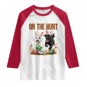 Funny Easter Labrador Bunny Ears Raglan Shirt On The Hunt TS12 White Red Print Your Wear