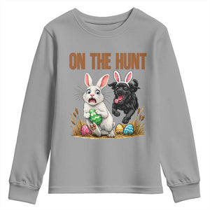 Funny Easter Labrador Bunny Ears Youth Sweatshirt On The Hunt TS12 Sport Gray Print Your Wear