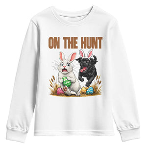 Funny Easter Labrador Bunny Ears Youth Sweatshirt On The Hunt TS12 White Print Your Wear