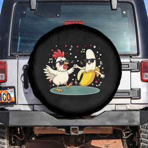 Funny Banana Chicken Dance Spare Tire Cover Chaos Dance Meme Graphic TS12 No hole Black Print Your Wear