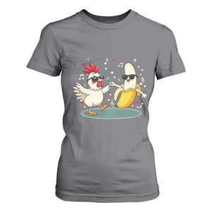 Funny Banana Chicken Dance T Shirt For Women Chaos Dance Meme Graphic TS12 Charcoal Print Your Wear