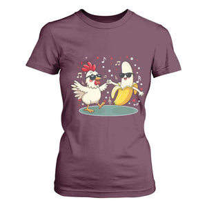 Funny Banana Chicken Dance T Shirt For Women Chaos Dance Meme Graphic TS12 Maroon Print Your Wear