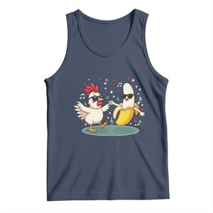 Funny Banana Chicken Dance Tank Top Chaos Dance Meme Graphic TS12 Navy Print Your Wear