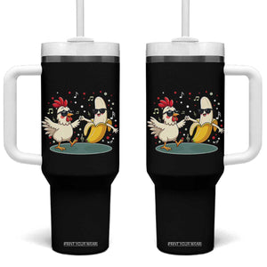 Funny Banana Chicken Dance Tumbler With Handle Chaos Dance Meme Graphic TS12 One Size: 40 oz Black Print Your Wear