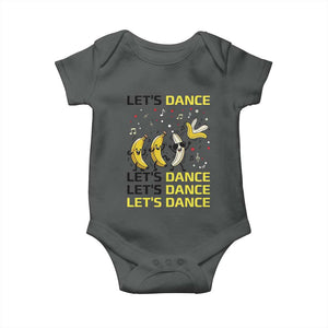 Funny Dancing Banana Baby Onesie Lets Dance Silly Meme Graphic TS12 Dark Heather Print Your Wear