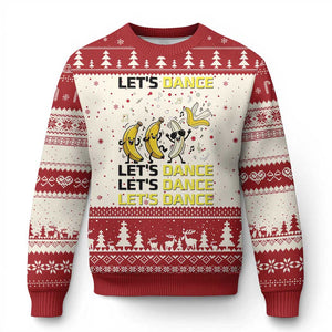 Funny Dancing Banana Ugly Christmas Sweater Lets Dance Silly Meme Graphic TS12 Beige Red Print Your Wear