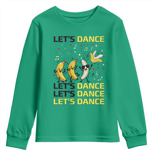 Funny Dancing Banana Youth Sweatshirt Lets Dance Silly Meme Graphic TS12 Irish Green Print Your Wear