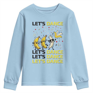 Funny Dancing Banana Youth Sweatshirt Lets Dance Silly Meme Graphic TS12 Light Blue Print Your Wear