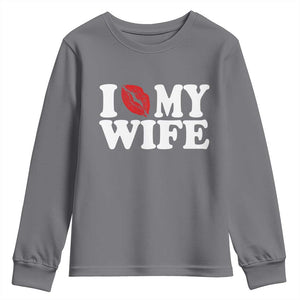 Funny Marriage Gift Youth Sweatshirt I Love My Wife TS12 Charcoal Print Your Wear