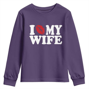 Funny Marriage Gift Youth Sweatshirt I Love My Wife TS12 Purple Print Your Wear