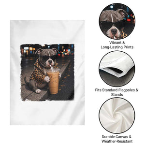 Funny Pitbull Drinking Coffee Garden Flag Dog Meme Caffeine Graphic TS12 Print Your Wear