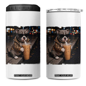 Funny Pitbull Drinking Coffee 4 in 1 Can Cooler Tumbler Dog Meme Caffeine Graphic TS12 One Size: 16 oz White Print Your Wear