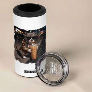 Funny Pitbull Drinking Coffee 4 in 1 Can Cooler Tumbler Dog Meme Caffeine Graphic TS12 Print Your Wear