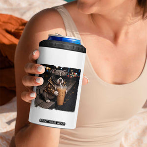 Funny Pitbull Drinking Coffee 4 in 1 Can Cooler Tumbler Dog Meme Caffeine Graphic TS12 Print Your Wear