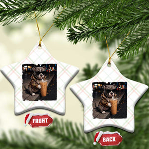 Funny Pitbull Drinking Coffee Ceramic Ornament Dog Meme Caffeine Graphic TS12 Print Your Wear