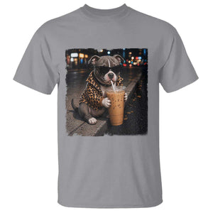 Funny Pitbull Drinking Coffee T Shirt Dog Meme Caffeine Graphic TS12 Sport Gray Print Your Wear
