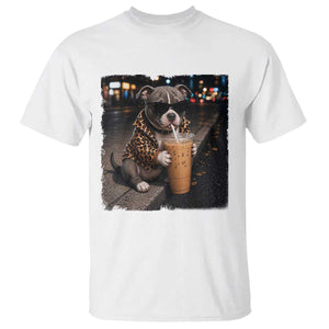 Funny Pitbull Drinking Coffee T Shirt Dog Meme Caffeine Graphic TS12 White Print Your Wear