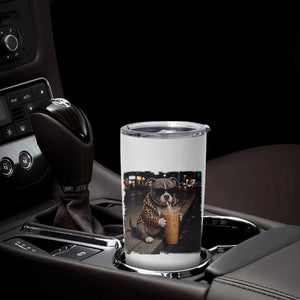 Funny Pitbull Drinking Coffee Tumbler Cup Dog Meme Caffeine Graphic TS12 Print Your Wear