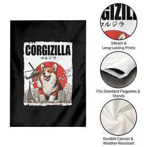 Corgizilla Giant Garden Flag Funny Corgi Monster Roaring Tokyo Japan TS12 Print Your Wear