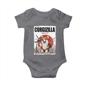 Corgizilla Giant Baby Onesie Funny Corgi Monster Roaring Tokyo Japan TS12 Charcoal Print Your Wear