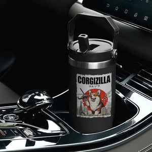 Corgizilla Giant Flip Straw Tumbler Funny Corgi Monster Roaring Tokyo Japan TS12 Print Your Wear