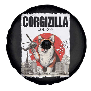 Corgizilla Giant Spare Tire Cover Funny Corgi Monster Roaring Tokyo Japan TS12 Print Your Wear