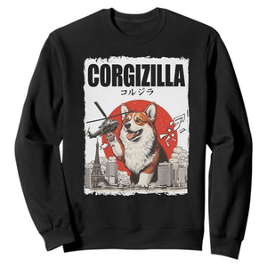 Corgizilla Giant Sweatshirt Funny Corgi Monster Roaring Tokyo Japan TS12 Black Print Your Wear