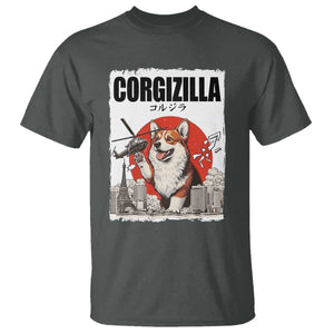 Corgizilla Giant T Shirt Funny Corgi Monster Roaring Tokyo Japan TS12 Dark Heather Print Your Wear